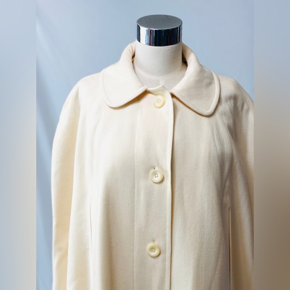 RARE Vintage 1960 WELLINGTON FASHIONS cream merino wool cape coat O/S - Picture 3 of 16